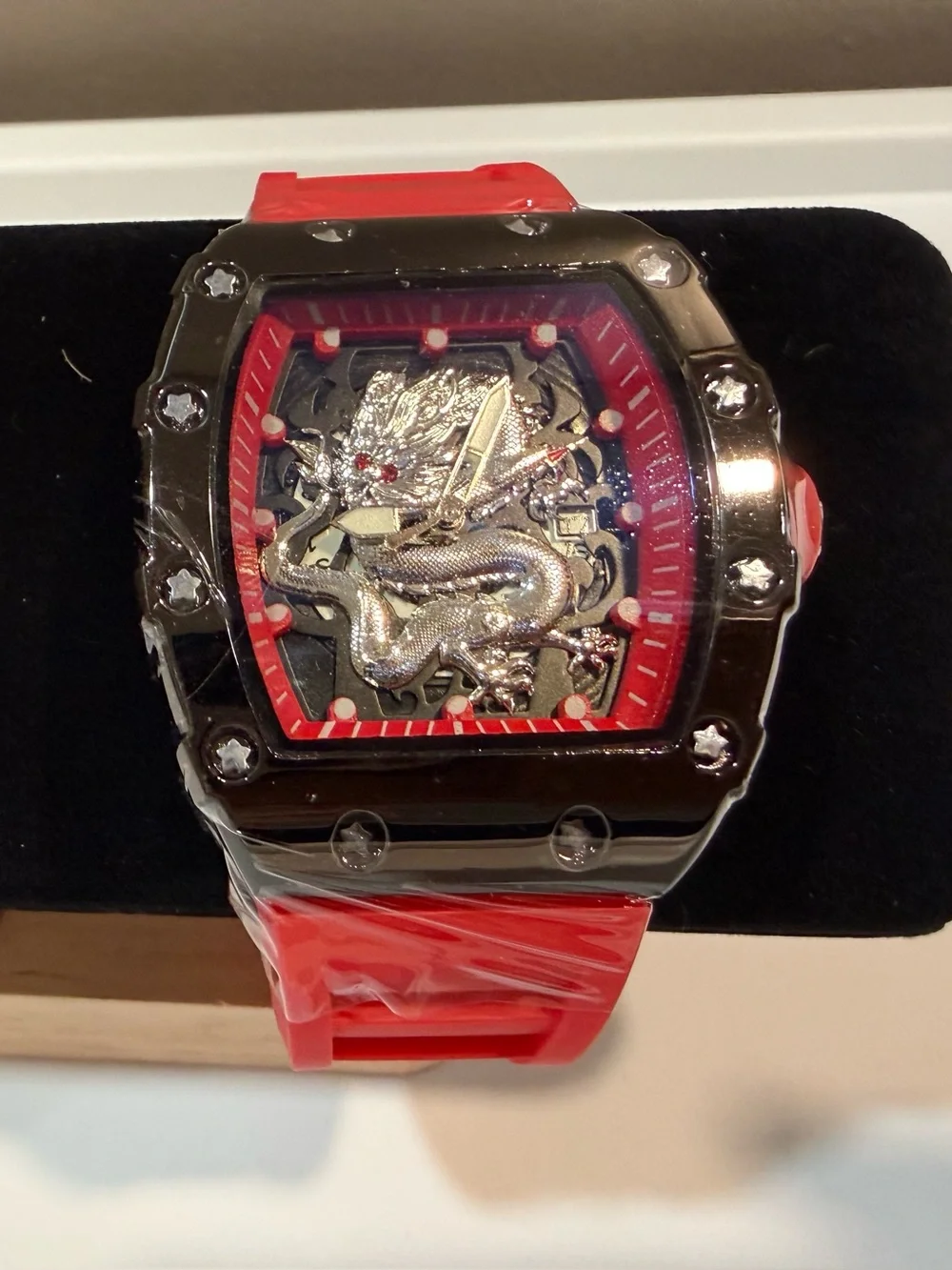 Red Dragon Skeleton Dial Sports Watch - Unbranded